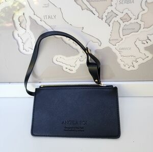 Angela Roi Black Wristlet Clutch with Gold Hardware